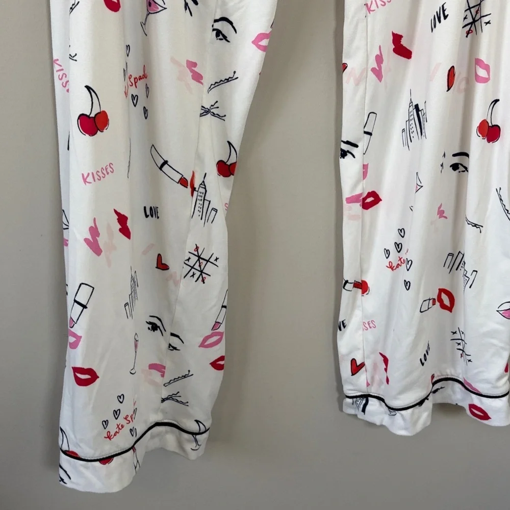 Kate Spade With Love Long PJ Set Pajamas Long Sleeve Long Pant Sz L - Picture 6 of 14